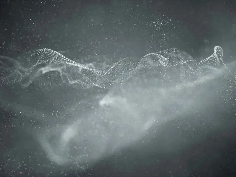 AI generated abstract image showing a slightly fuzzy wave of lights