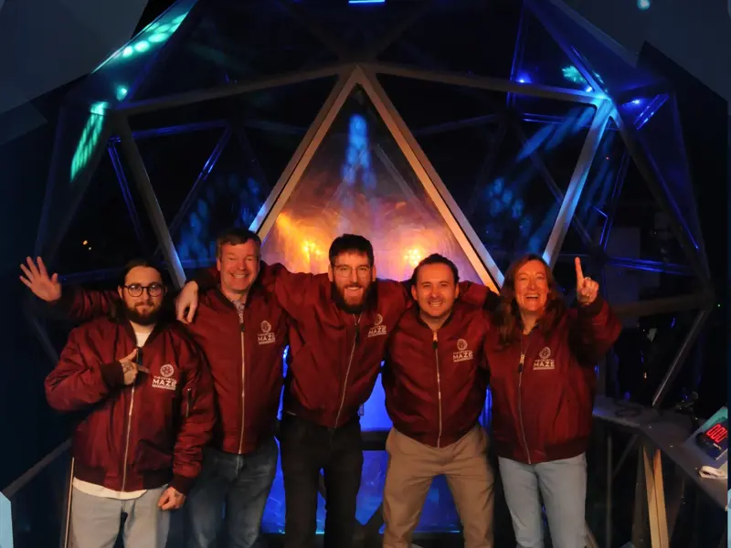 An image of the 3Chillies team at the Crystal Maze visitor attraction in London