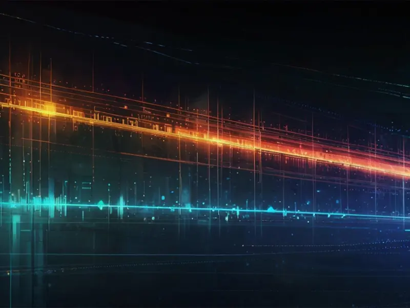 AI generated image of two beams of light against a dark background