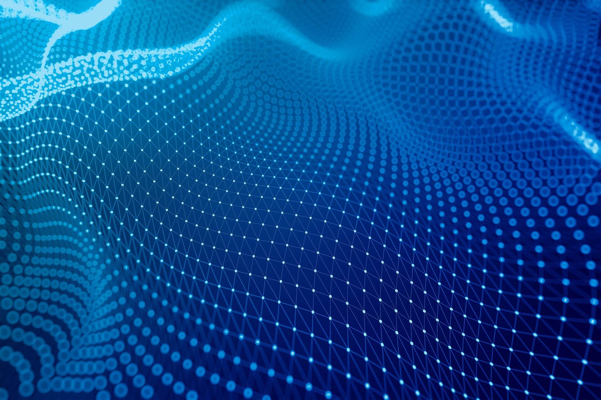 An AI generated image of dots of light in a wave formation