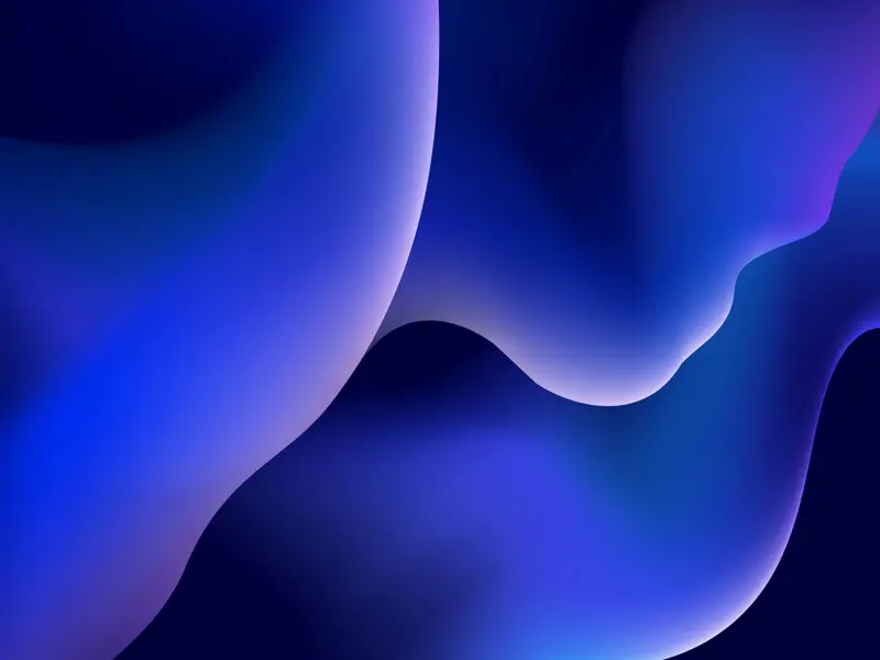 Abstract image of bright blue waves of colour against a dark background
